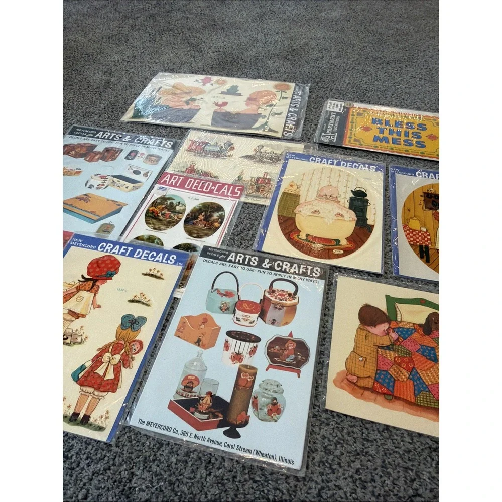 Vintage Meyercord Decals For Arts And Crafts Lot Of 10 Sheets 1960's